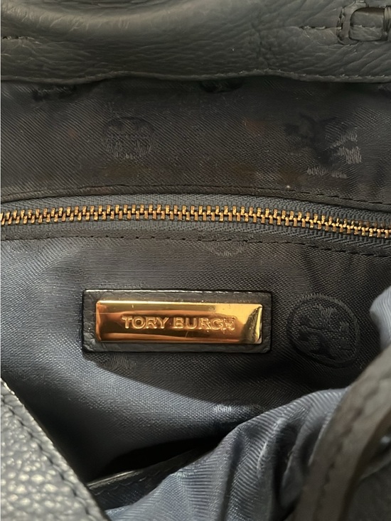 Tory Burch Navy Pebbled Leather Drawstring Backpack main image 5